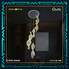 Qulik Modern Spiral Cascading Chandelier With Hanging Pendant Lights (QL-240)