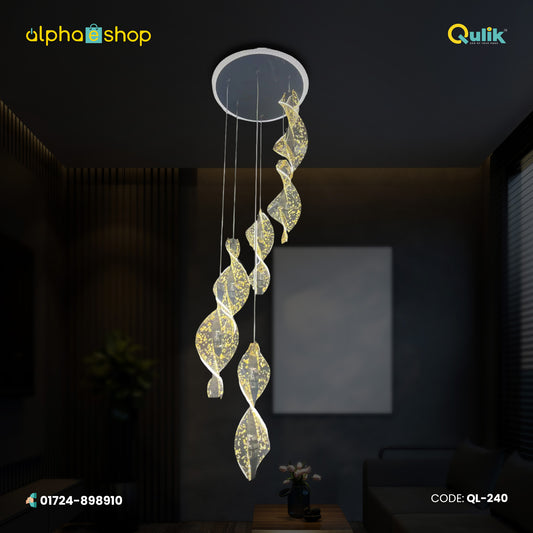 Qulik Modern Spiral Cascading Chandelier With Hanging Pendant Lights (QL-240)