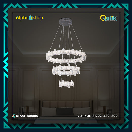 Qulik Modern Chandelier Decorative 3-Layer Ring LED Ceiling Light (QL-31202-480-300)