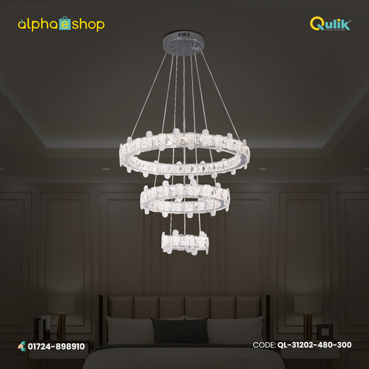 Qulik Modern Chandelier Decorative 3-Layer Ring LED Ceiling Light (QL-31202-480-300)