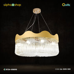 Qulik QL-3325-500 Crystal Chandelier - 60W LED Ceiling Light with Adjustable Color Temperatures. Crafted from acrylic, crystal, and iron. 30,000-hour lifespan, 40cm adjustable chain. Ideal for living rooms and bedrooms. 2-year warranty. Available at Alphaeshop.