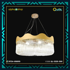 Qulik QL-3325-500 Crystal Chandelier - 60W LED Ceiling Light with Adjustable Color Temperatures. Crafted from acrylic, crystal, and iron. 30,000-hour lifespan, 40cm adjustable chain. Ideal for living rooms and bedrooms. 2-year warranty. Available at Alphaeshop.