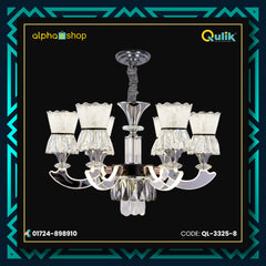 Qulik Modern Nordic Candle Crystal Chandelier Decoration Pendant Hanging Single layer 3 color LED Ceiling Light (QL-3325-8)
