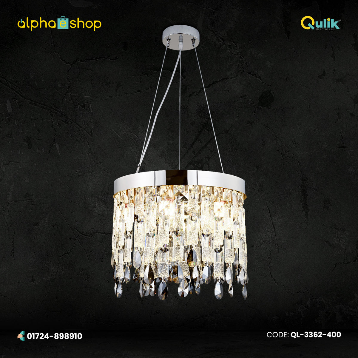 Qulik Modern CRYSTAL Water Drop Hanging Suspension Chandelier (QL-3362-400)