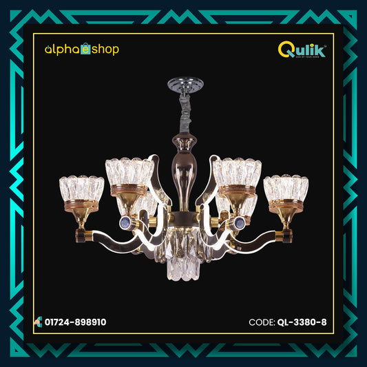 Qulik Modern Nordic Candle Crystal Chandelier Decoration Pendant Hanging Single layer 3 color LED Ceiling Light (QL-3380-8)