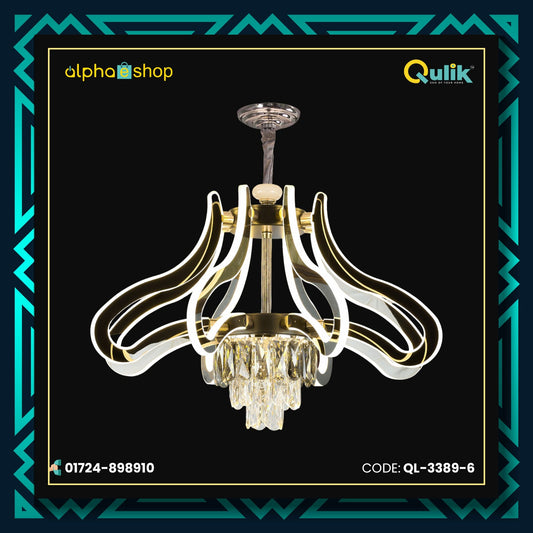 Qulik Chandelier Luxury classic decorative Crystal 6 LED Lamp Ceiling Lights (QL-3389-6)