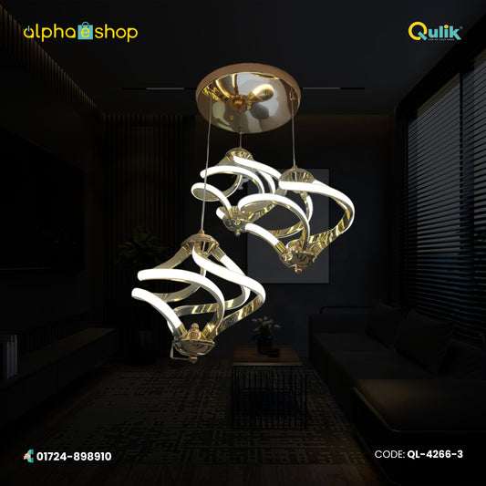 Qulik Modern Chandelier Decorative Hanging Modern 3 Semi Spiral LED Ceiling Light (QL-4266-3)