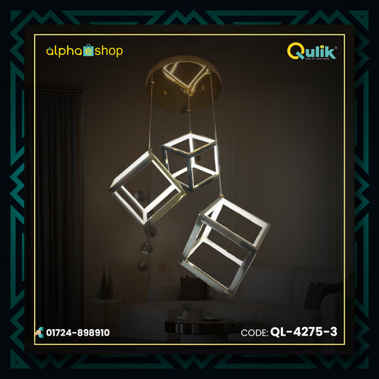 Qulik Modern Chandelier Decorative Hanging Modern 3 Cube LED Ceiling Light (QL-4275-3)