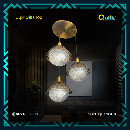 Qulik Modern Crystal Halo Trio Pendant Hanging Lights (QL-52O1-3)