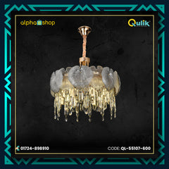 Qulik Modern Luxury Chandelier with Clear Crystal Shades and Adjustable Hanging Length (QL-55107-600)