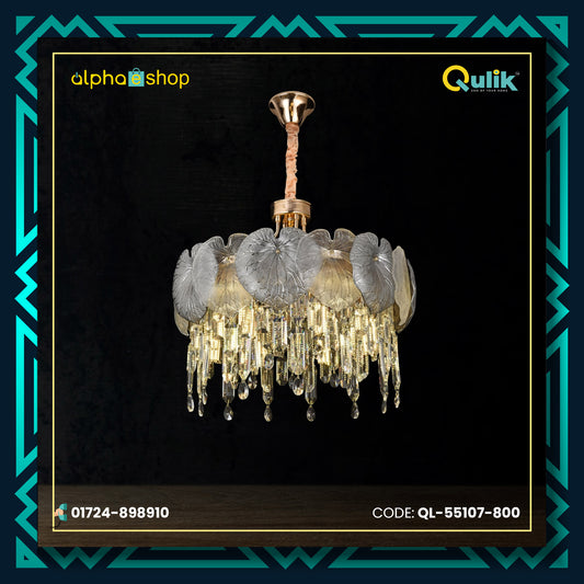 Qulik Modern Luxury Chandelier with Clear Crystal Shades and Adjustable Hanging Length (QL-55107-800)