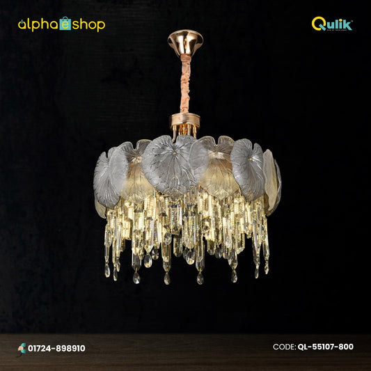 Qulik Modern Luxury Chandelier with Clear Crystal Shades and Adjustable Hanging Length (QL-55107-800)
