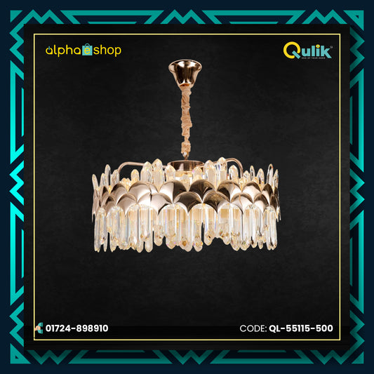 Qulik Modern Luxury Crystal Chandelier Pendent French Gold Clear LED Light (QL-55115-500)