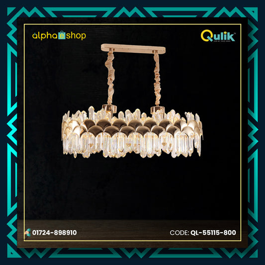 Qulik Modern Luxury Crystal Chandelier Single layer Pendent French Gold Clear LED Light (QL-55115-800)