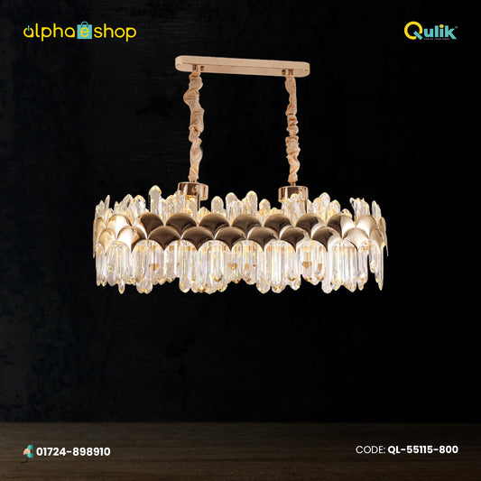 Qulik Modern Luxury Crystal Chandelier Single layer Pendent French Gold Clear LED Light (QL-55115-800)