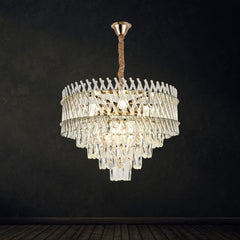 Qulik Modern Stainless Steel K9 Crystal Chandelier Gold Finish Ceiling Light (QL-5516-500)