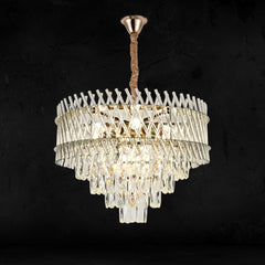 Qulik QL-5516-600 Gold Semi-Flush Mount Ceiling Light - Modern Opulence, Stainless Steel, Crystal, 2-Year Warranty. Elevate your space with this luxurious and modern semi-flush mount ceiling light.