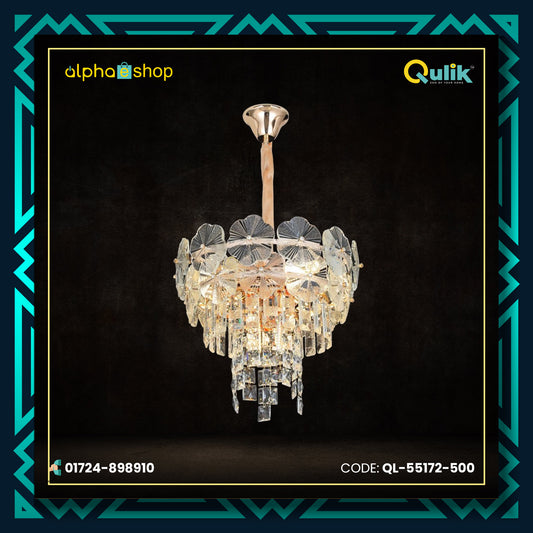 Qulik Modern Candle Crystal Chandelier Decoration Pendant Hanging 2 layer 3 color LED Ceiling Light (QL-55172-B250)