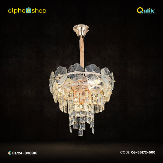 Qulik Modern Candle Crystal Chandelier Decoration Pendant Hanging 2 layer 3 color LED Ceiling Light (QL-55172-B250)