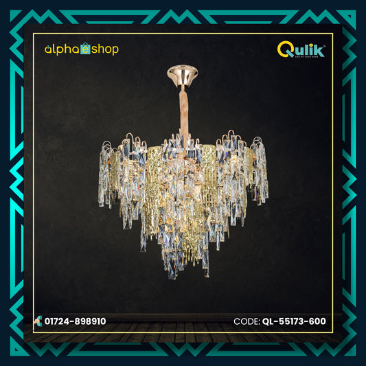 Qulik Modern Luxury Crystal Chandelier Pendent French Clear 12 Led Light (QL-55173-600)