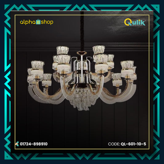 Qulik Modern Nordic Crystal Chandelier Decoration Pendant Hanging two layer 3 color LED Ceiling Light (QL-601-10-5)