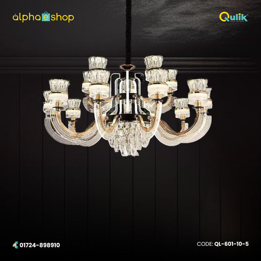 Qulik Modern Nordic Crystal Chandelier Decoration Pendant Hanging two layer 3 color LED Ceiling Light (QL-601-10-5)