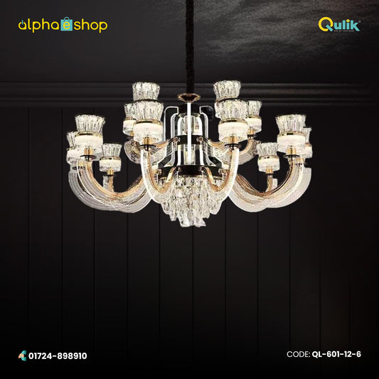 Qulik Modern Nordic Crystal Chandelier Decoration Pendant Hanging two layer 3 color LED Ceiling Light (QL-601-12-6)