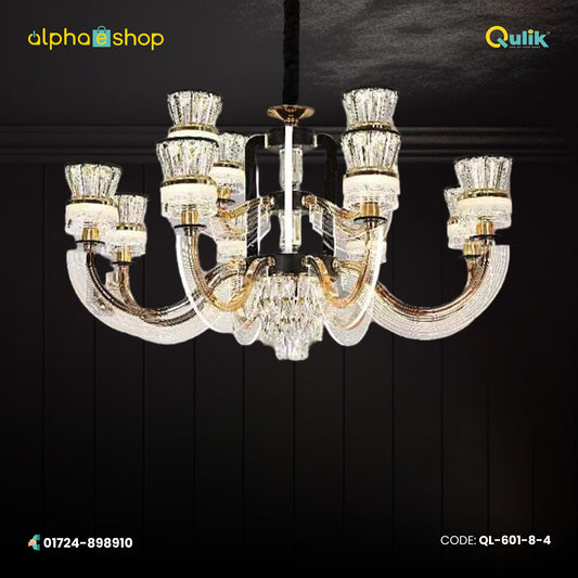 Qulik Modern Nordic Crystal Chandelier Decoration Pendant Hanging two layer 3 color LED Ceiling Light (QL-601-8-4)