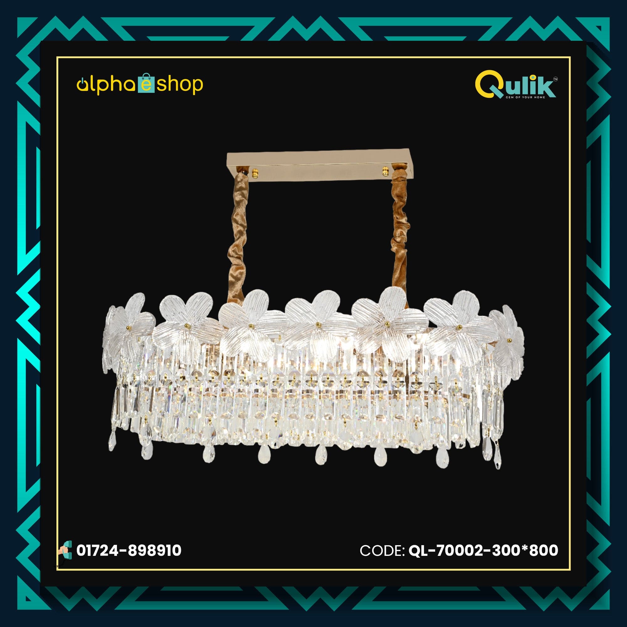 Qulik QL-70002-300-800 Floral Glass Ceiling Light - Artful Elegance, Adjustable Diameter, 2-Year Warranty. Enhance your space with the enchanting beauty of floral-inspired design.