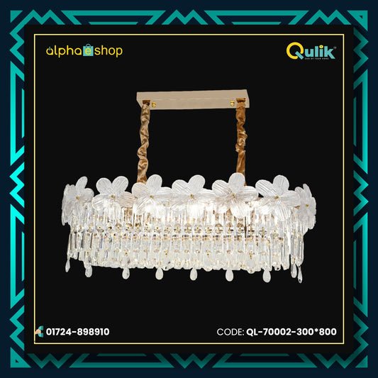 Qulik QL-70002-300-800 Floral Glass Ceiling Light - Artful Elegance, Adjustable Diameter, 2-Year Warranty. Enhance your space with the enchanting beauty of floral-inspired design.