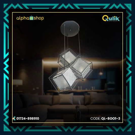 Qulik Modern Luminous Cubix Black Hanging Lights (QL-8OO1-3)