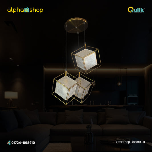 Qulik Modern Luminous Cubix Gold Hanging Lights (QL-8OO3-3)