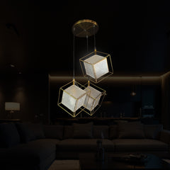 Qulik Modern Luminous Cubix Gold Hanging Lights (QL-8OO3-3)