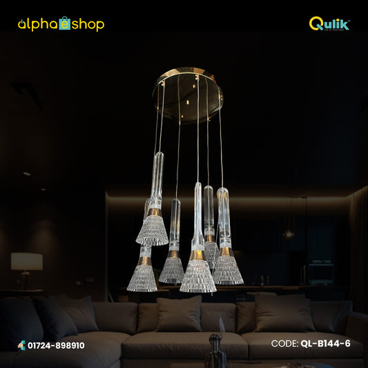 Qulik Modern Crystal Cascade Chandelier With Hanging Lights (QL-B144-6)