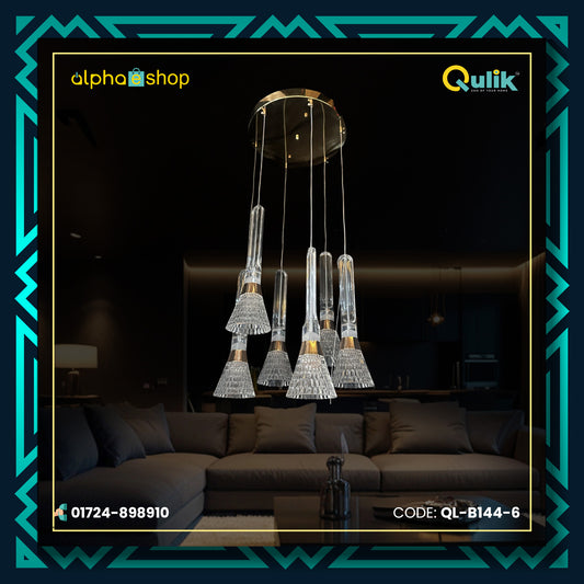 Qulik Modern Crystal Cascade Chandelier With Hanging Lights (QL-B144-6)