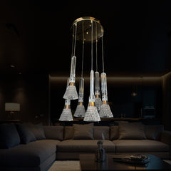 Qulik Modern Crystal Cascade Chandelier With Hanging Lights (QL-B144-6)