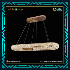 Qulik Rectangular Loop Luxury LED Crystal Chandelier Pendant Light (QL-C005-1000-300)