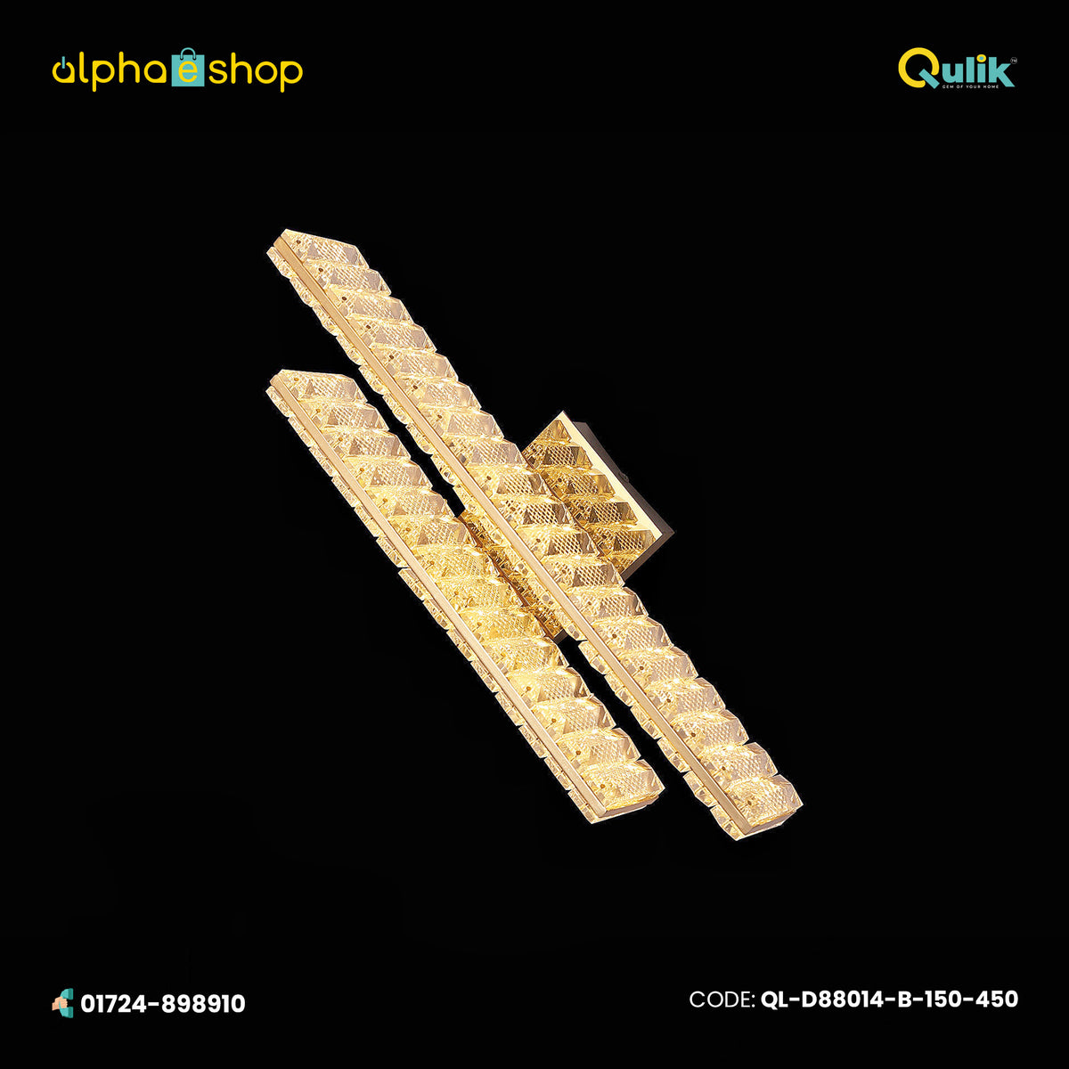 Qulik Dual Diagonal Crystal Wall Lamp (QL-D88014-B-150-450)