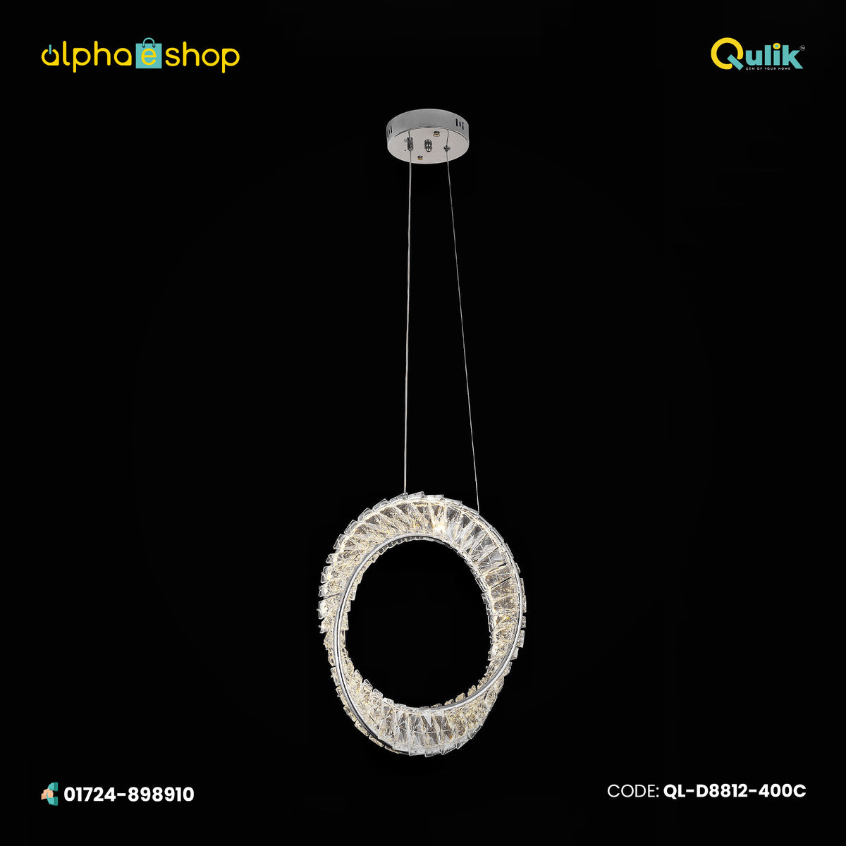 Qulik twisted circular ring Luxury LED Crystal Chandelier Pendant Light (QL-D8812-400C)