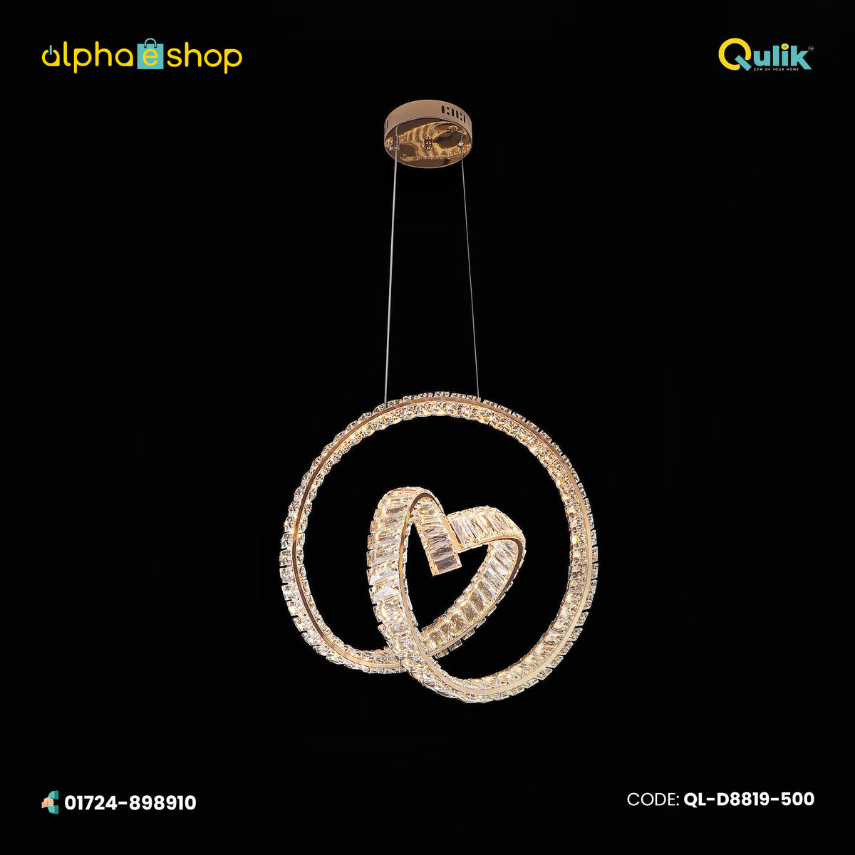 Qulik Heart Loop Luxury LED Crystal Chandelier Pendant Light (QL-D8819-500)