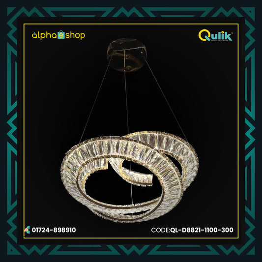 Qulik Dual Spiral Ring Luxury LED Crystal Chandelier Pendant Light (QL-D8855-600)