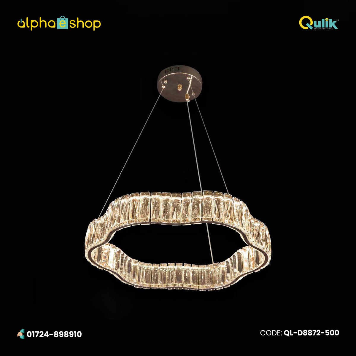 Qulik Single Tier Wave  Luxury LED Crystal Chandelier Pendant Light (QL-D8872-500)