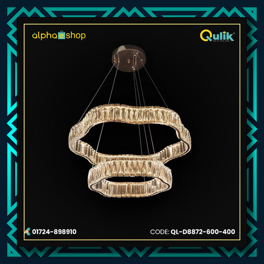 Qulik Double Tier Wave  Luxury LED Crystal Chandelier Pendant Light (QL-D8872-600-400)