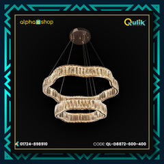 Qulik Double Tier Wave  Luxury LED Crystal Chandelier Pendant Light (QL-D8872-600-400)