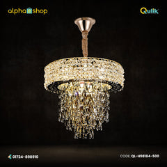 Qulik QL-H98184-500 Copper Semi-Flush Mount Ceiling Light - Modern Pendant Fixture for Garage, Lobby, Kitchen, Living Room, Hallway. Corded electric, not dimmable, halogen light source, polished finish. 2-year warranty. Available at Alphaeshop