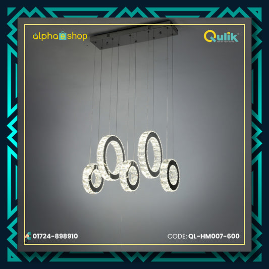 Qulik Modern Chandelier Decorative 5-Hanging Ring LED Ceiling Light (QL-HM007-600)