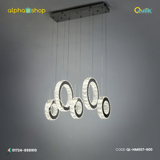 Qulik Modern Chandelier Decorative 5-Hanging Ring LED Ceiling Light (QL-HM007-600)