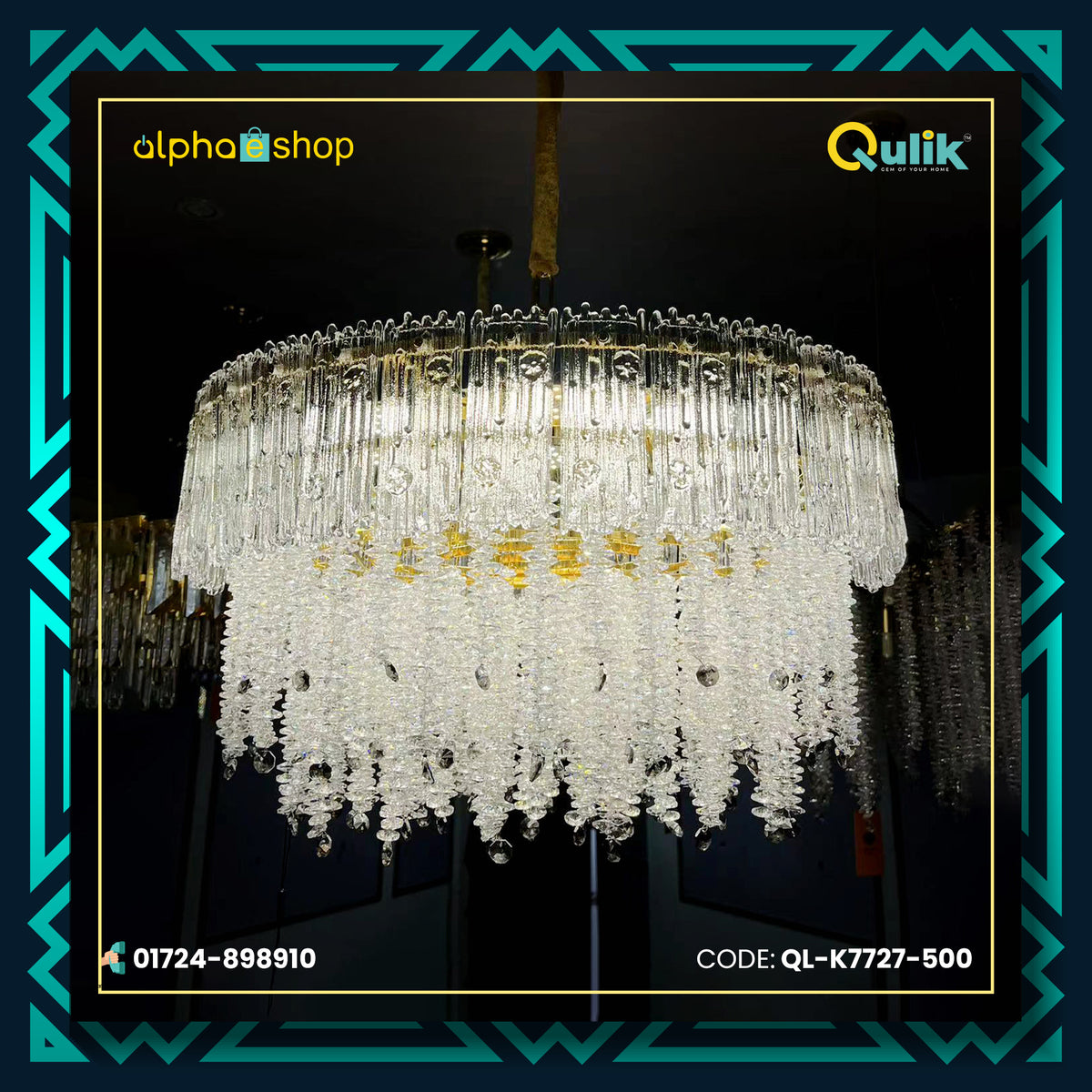 Qulik stainless steel luxury LED crystal chandelier light (QL-K7727-500)