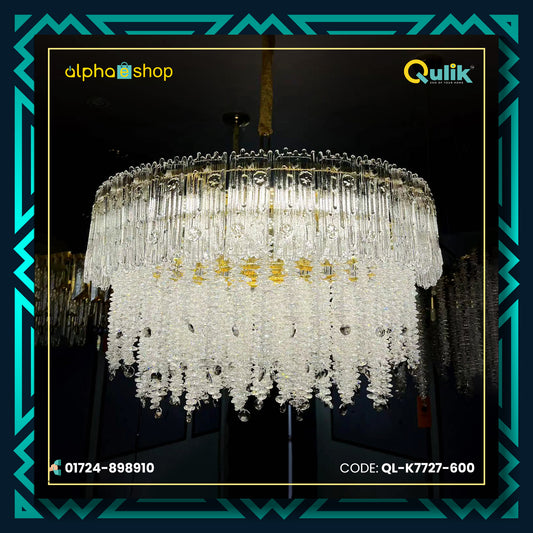 Qulik stainless steel luxury LED crystal chandelier light (QL-K7727-600)