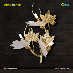 Qulik P6046 Nordic Style Pendant Light - 3-lights Maple Leaf Sconce Metal Aluminum Fixture with Glass Shade